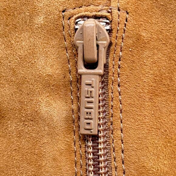 Tsubo Kynlee Wedge Tall Riding Boot SZ 7.5 Womens Mink Brown Suede Knee High Zip - Picture 2 of 12